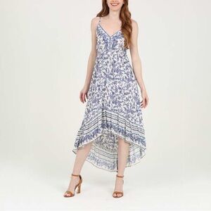 Angie Blue and White Floral High Low Dress